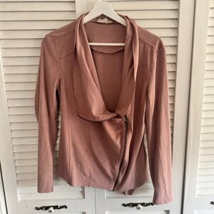 KINGSTON GREY SUEDE BOHO‎ ACADEMIA ZIP UP BLOUSE SZ M